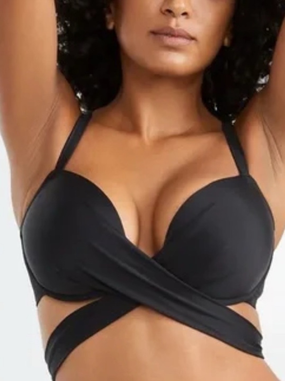 La Blanca Black Wrap-Front Bikini Top